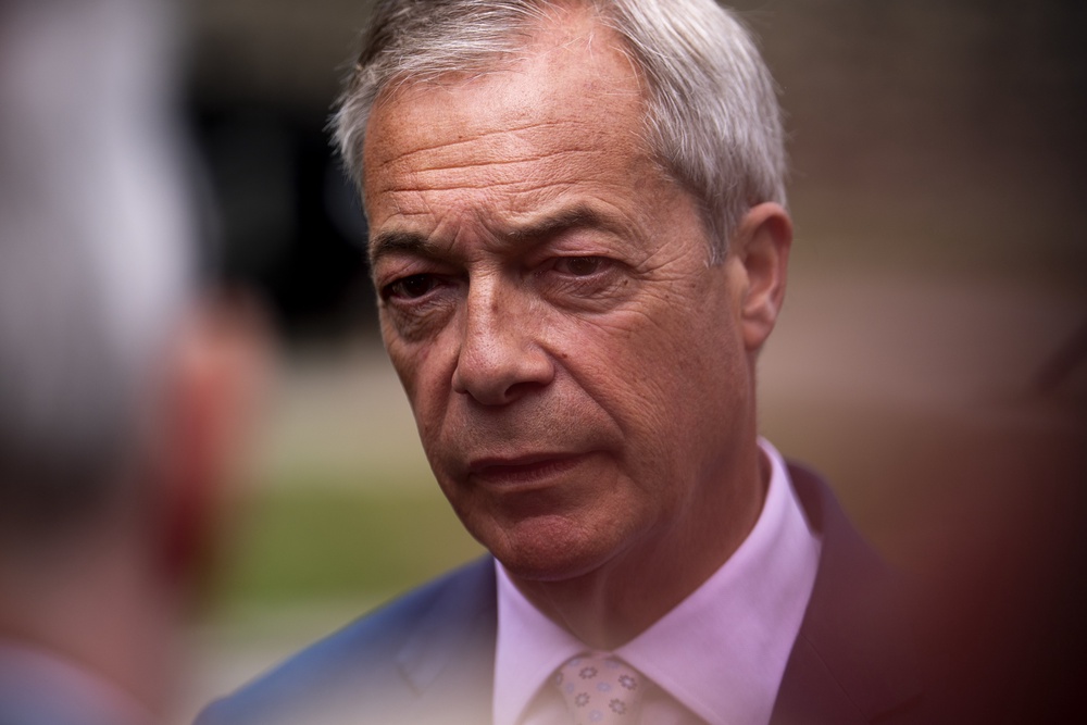 Reform UK leader Nigel Farage at College Green, Westminster, on the last day of campaigning ahead of the local elections on Thursday (Jordan Pettitt/PA) (PA Wire)