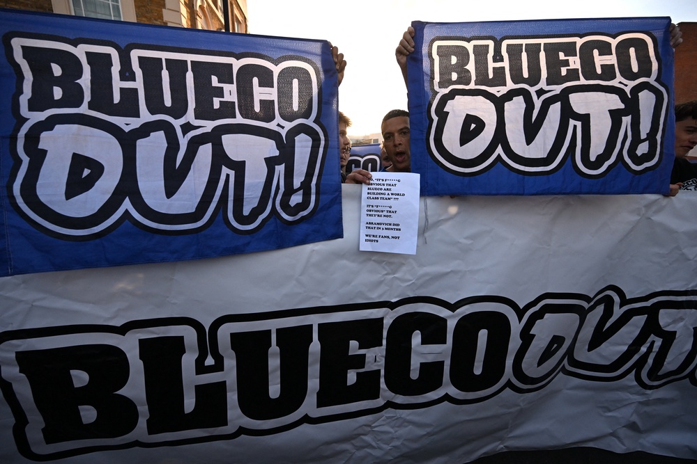 Chelsea fans have protested against the BlueCo group that owns the club (AFP/Getty)