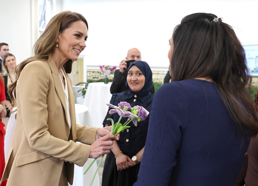 Kate was presented with flowers during the visit (Chris Jackson/PA) (PA Wire)