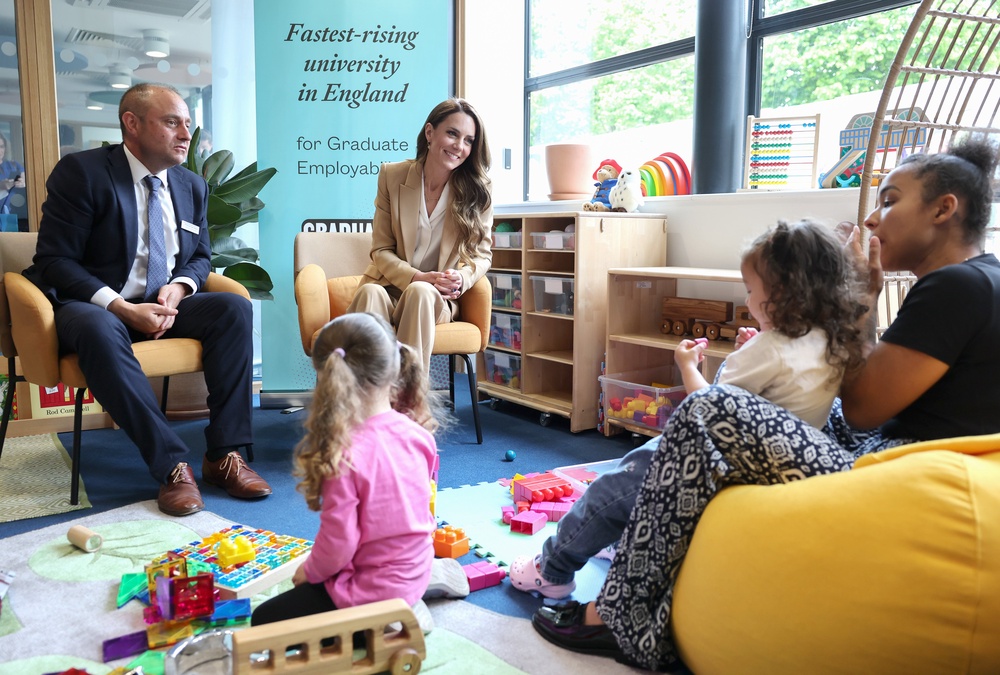 Kate during the visit to University of East London for the launch of the Royal Foundation Centre for Early Childhood social and emotional development guide (Chris Jackson/PA) (PA Wire)