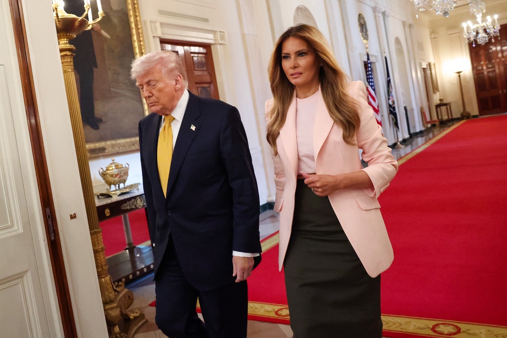 Melania Trump was reportedly ‘very unhappy’ when she learned that the White House Rose Garden was going to be rennovated (Getty Images)