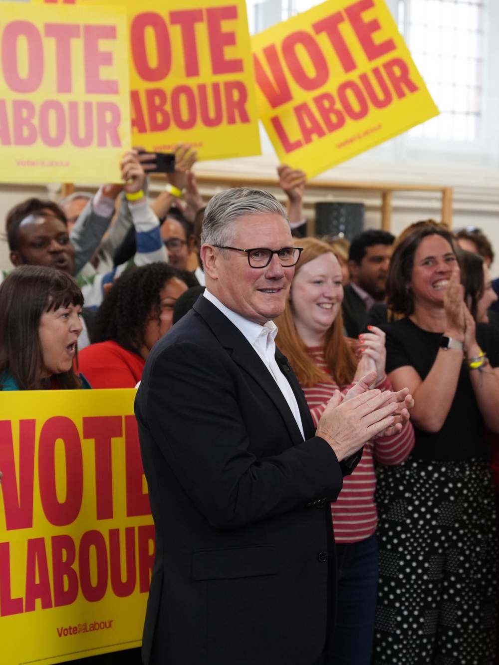 Prime minister Keir Starmer on a campaigning stop at All Saints Hall in south London before the local elections on 7 May (PA Wire)