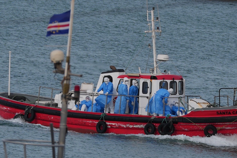 Three people were evacuated from the ship on Wednesday (AP)