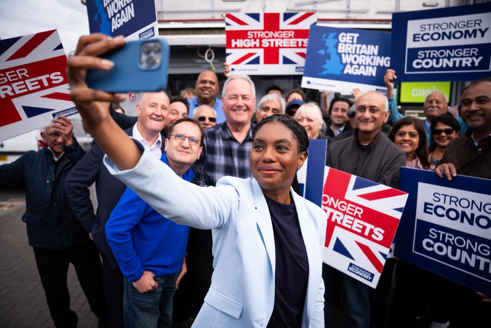 Conservative Party leader Kemi Badenoch has been campaigning (James Manning/PA) (PA Wire)