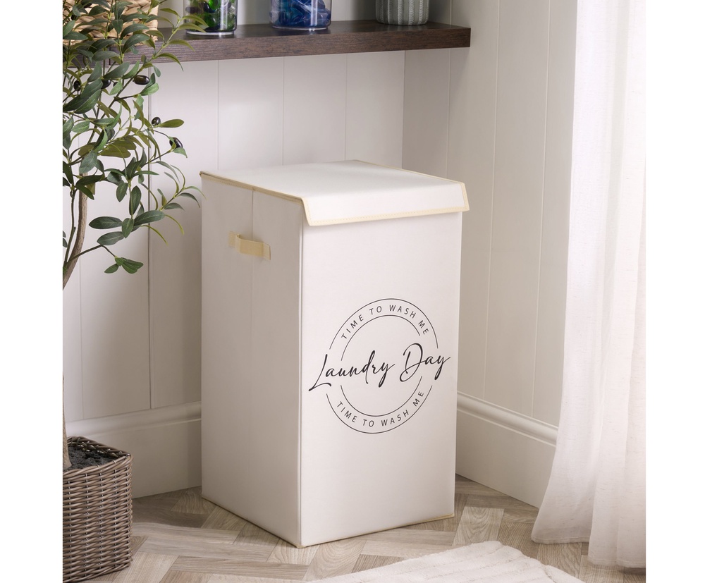 OHS Slogan Laundry Basket – Beige, £6.50, (was £11), Online Home Shop (Online Home Shop/PA)