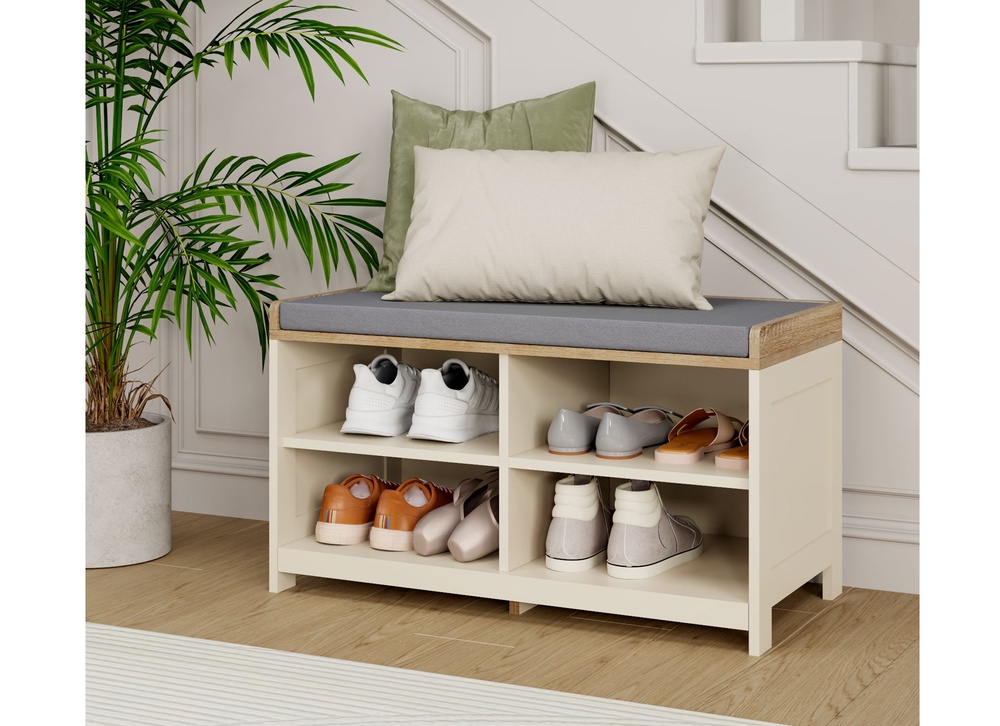 Vonhaus Ash Hall Shoe Storage Bench – Cream, £59.99, (was £64.99), Vonhaus (Vonhaus/PA)