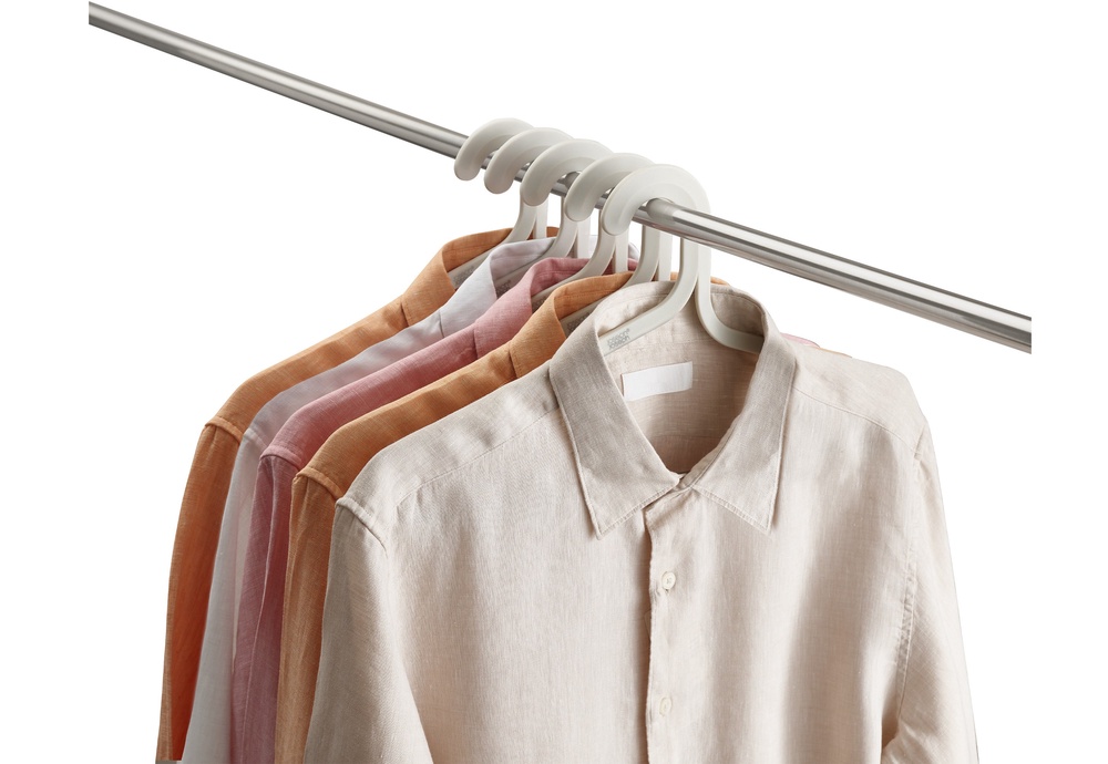 Ordely Set of 5 Anti-tangle Ecru Clothes Hangers, £13, Joseph Joseph (Joseph Joseph/PA)
