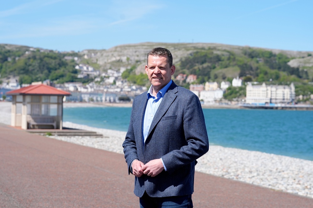 Plaid Cymru Leader Rhun ap Iorwerth in Llandudno on the final day of campaigning (PA)