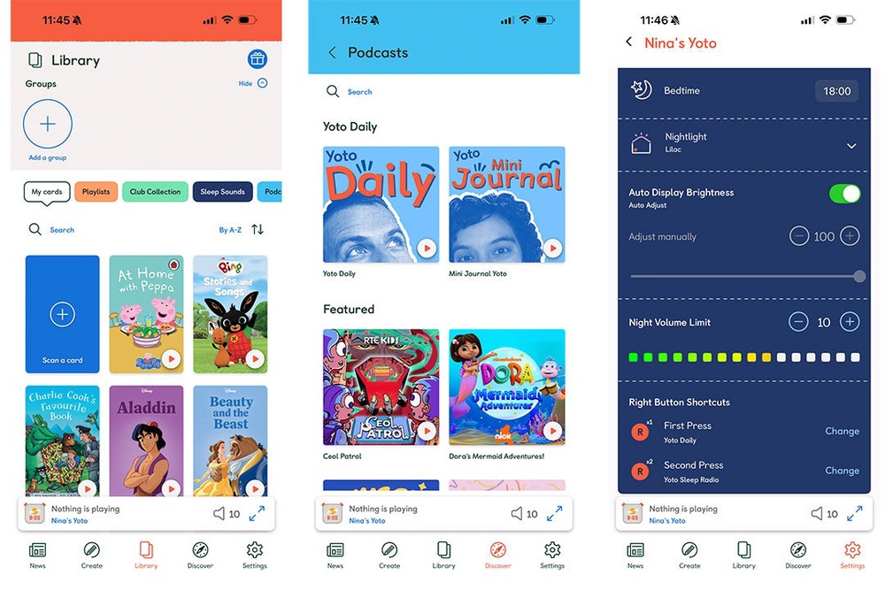 You can play a card remotely, choose from a variety of podcasts and adjust settings through the app (Sarah Jones/The Independent)