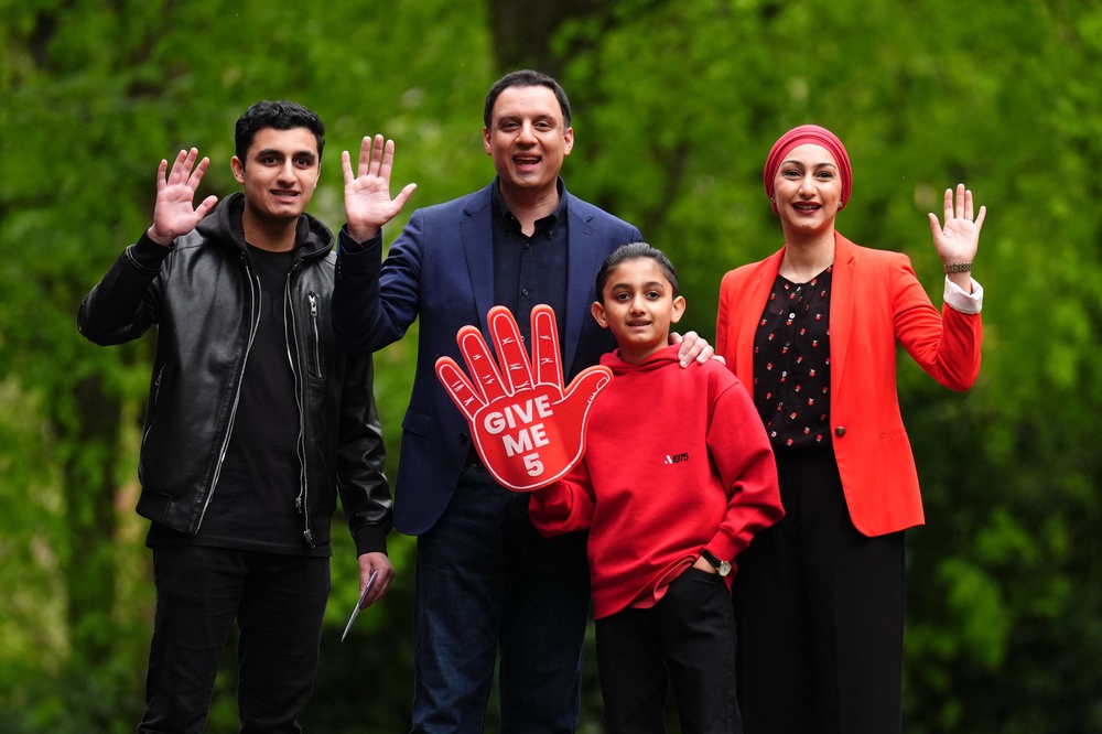 Scottish Labour leader Anas Sarwar, who has been critical of Starmer, casting his vote alongside his family (PA)