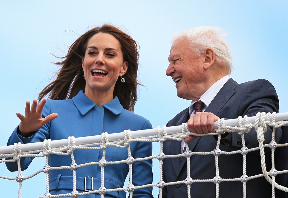 The Princess of Wales and Sir David Attenborough, during the naming ceremony of the polar research ship, named after Sir David (PA)