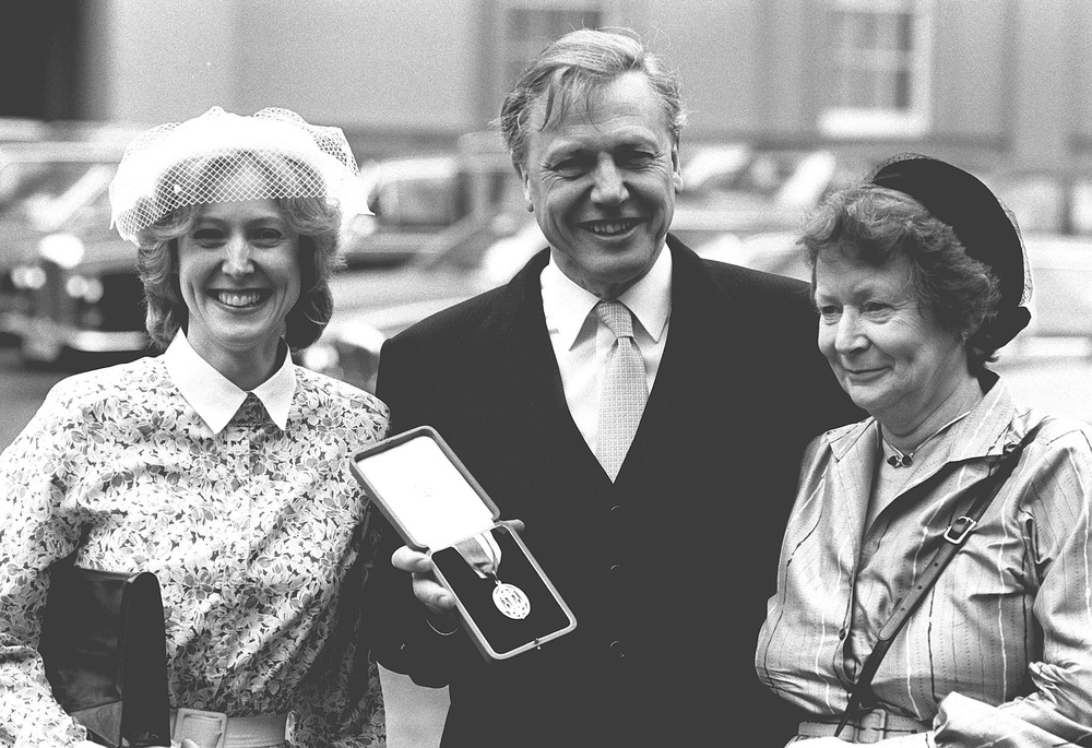 Sir David Attenborough who was knighted by the Queen at an investiture at Buckingham Palace, London, with his wife Jane (right) and daughter Susan. (PA)