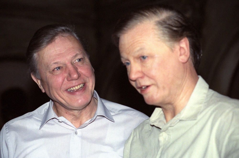 Sir David Attenborough unveiling his wax portrait figure in the Garden Party at Madame Tussaud's in London. (PA)
