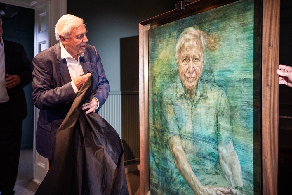 Sir David Attenborough during the unveiling of a portrait of the broadcaster and conservationist painted by Jonathan Yeo. (PA)
