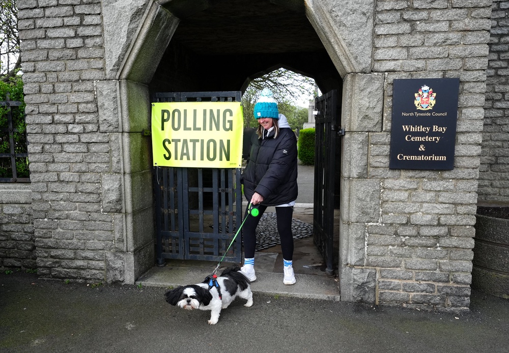 This polling station in Whitley Bay was a particular favourite among dog owners (Owen Humphreys/PA) (PA Wire)