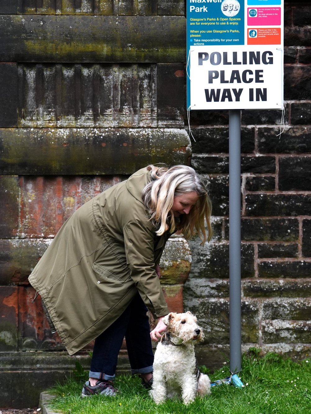 Lotte the wire fox terrier outside Pollokshields Burgh Hall (Andrew Milligan/PA) (PA Wire)