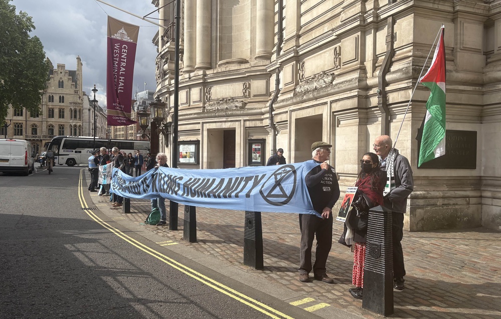 Protesters outside the Barclay’s AGM (Rebecca Speare-Cole/PA) (PA Wire)