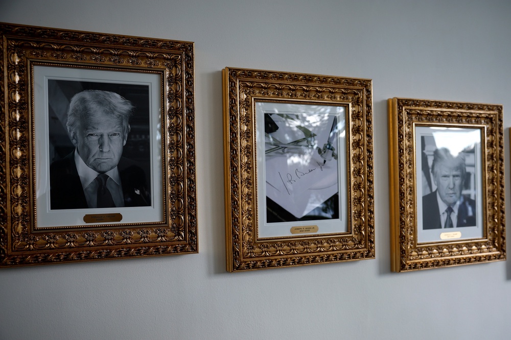 Trump hung a photo of an autopen instead of a portrait of Joe Biden on the Presidential Walk of Fame (Getty)