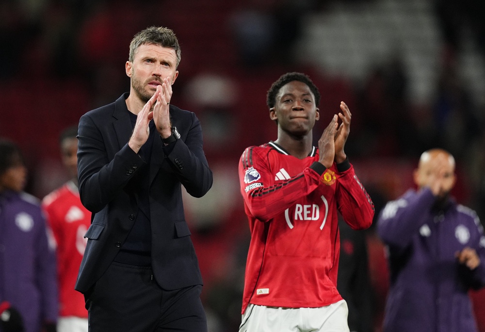 Kobbie Mainoo has also spoken of his admiration for Michael Carrick (Martin Rickett/PA) (PA Wire)
