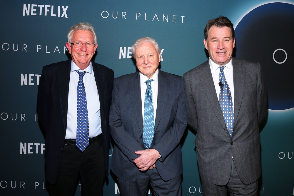 David Attenborough with Alastair Fothergill and Keith Scholey in 2019 (Getty)