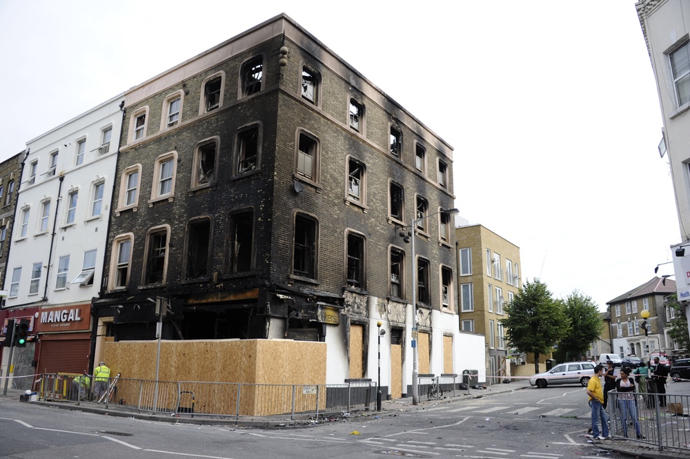 A building damaged by arson during the riots is pictured in Croydon, 10 August 2011 (AFP/Getty)