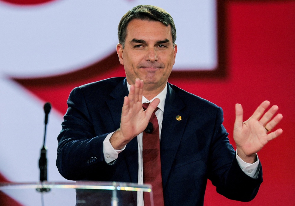 Brazilian senator Flavio Bolsonaro, son of Brazil's imprisoned former President Jair Bolsonaro, will challenge current President Luiz Inacio Lula da Silva in the fall. (Reuters)