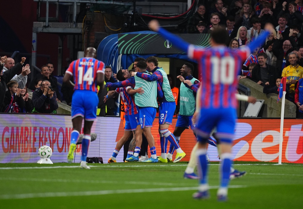 Palace celebrate their opener (John Walton/PA)