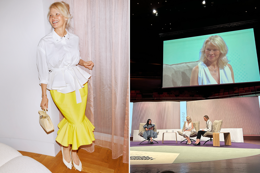 Pamela Anderson appeared on stage with Pandora to discuss her love of lab grown diamonds (Pandora/Daisy Lester)
