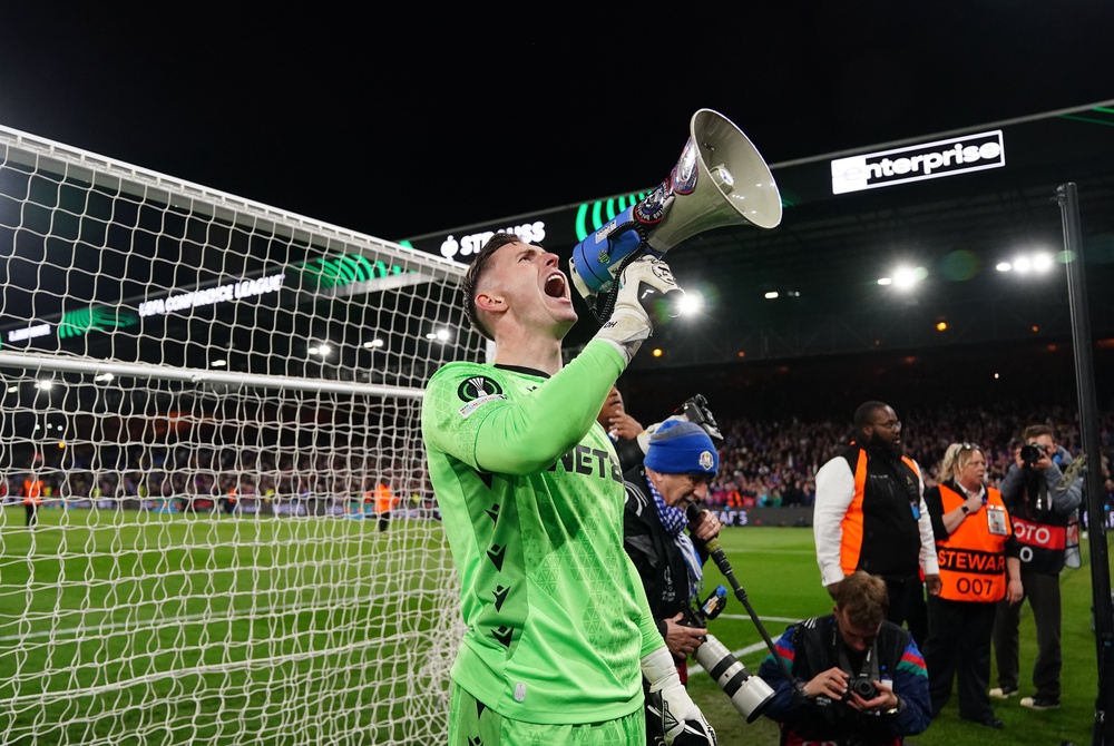 Palace captain Dean Henderson leads the celebrations (John Walton/PA) (PA Wire)