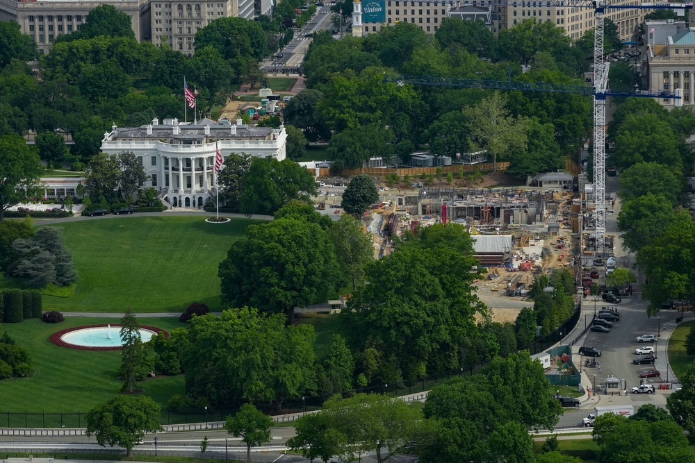 Construction crews continue site preparation for the planned White House ballroom where the East Wing once stood (Reuters)