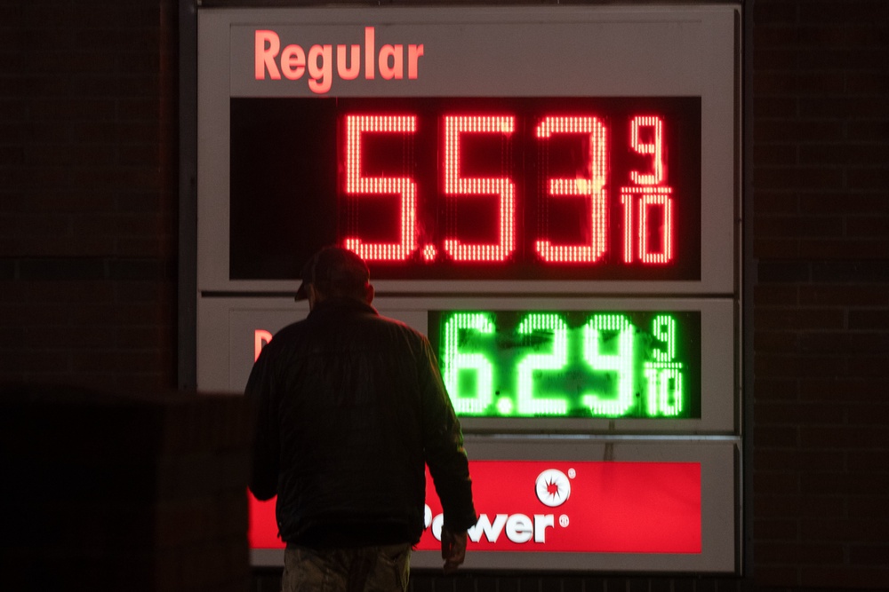 A person walks past a sign for fuel prices at a gas station Wednesday, May 6, 2026, in Portland, Oregon. Gas prices have already passed $5 per gallon in a handful of states, mostly on the West Coast (AP)