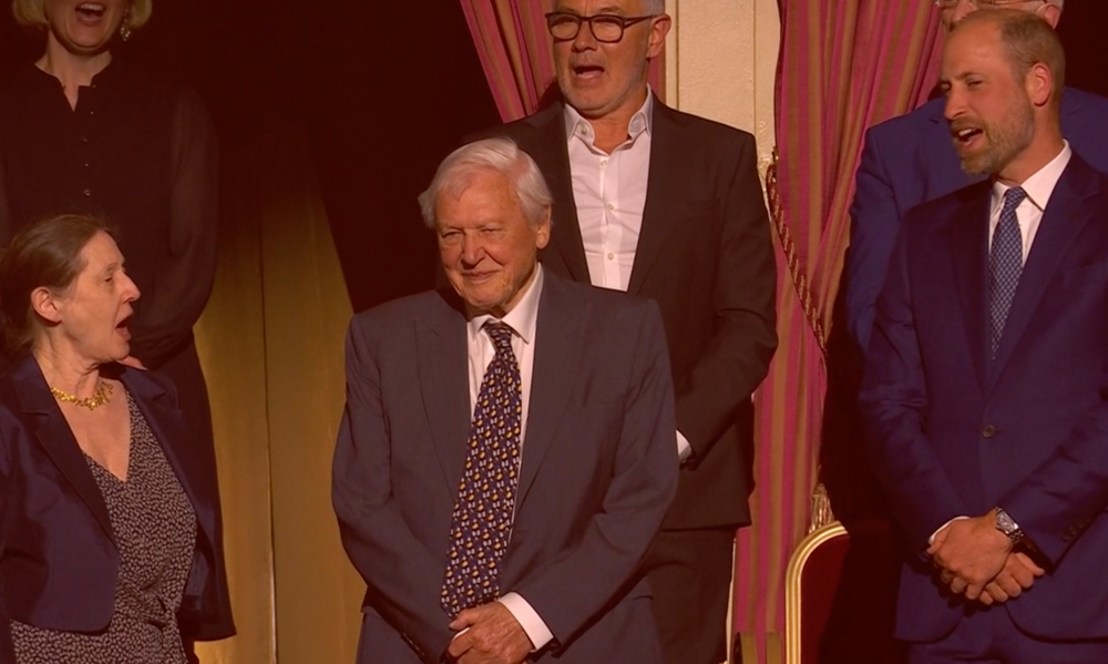 Sir David Attenborough hears the Royal Albert Hall sing 'Happy Birthday' (BBC)