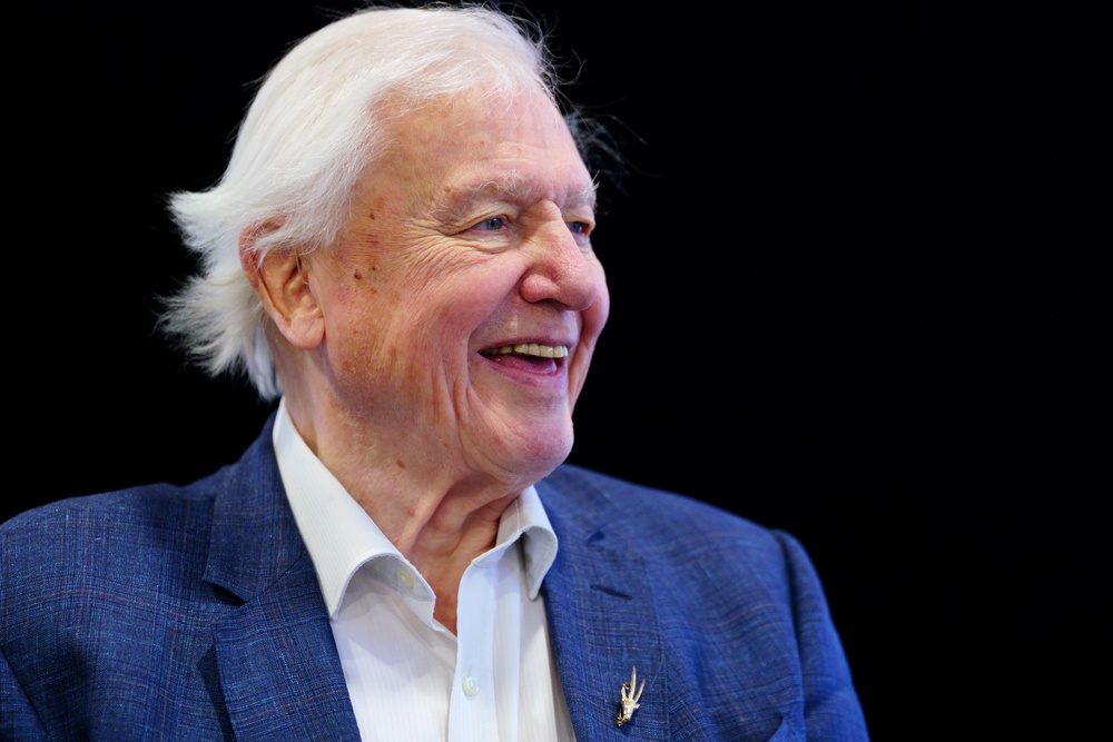 Sir David Attenborough at the unveiling of a portrait of himself by artist Rosalie Watkins at Fauna and Flora International in London in 2022 (PA) (PA Archive)