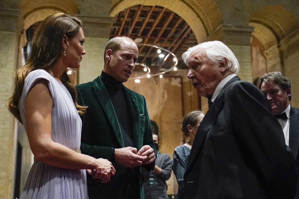 The Prince and Princess of Wales speaking to Sir David Attenborough during the first Earthshot Prize awards ceremony in London in 2021 (PA) (PA Archive)