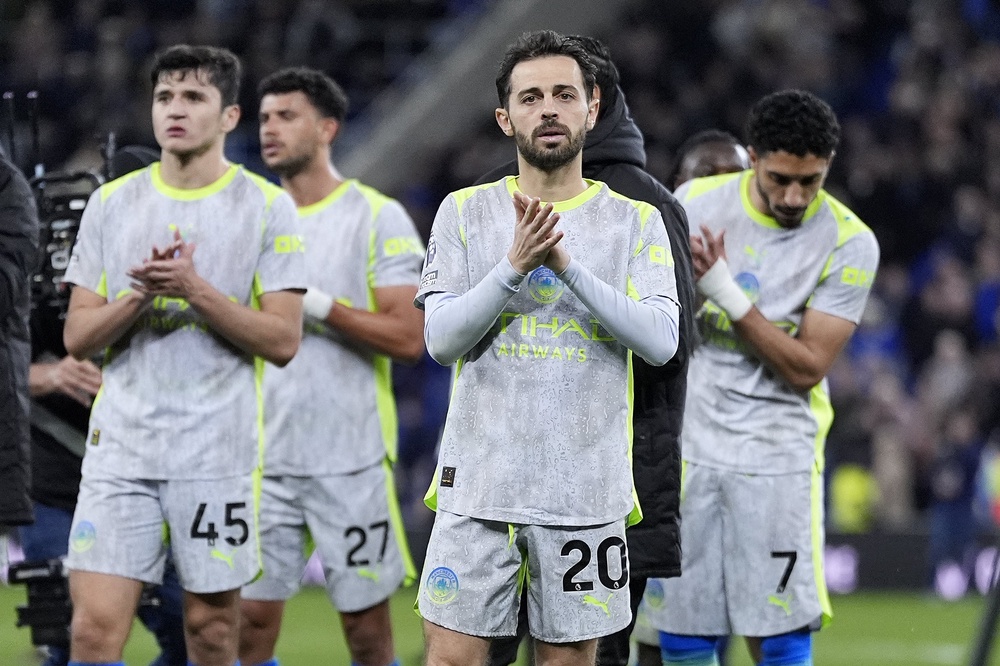 Manchester City were frustrated after dropping two points at Hill Dickinson Stadium but Pep Guardiola has backed his players (Peter Byrne/PA) (PA Wire)