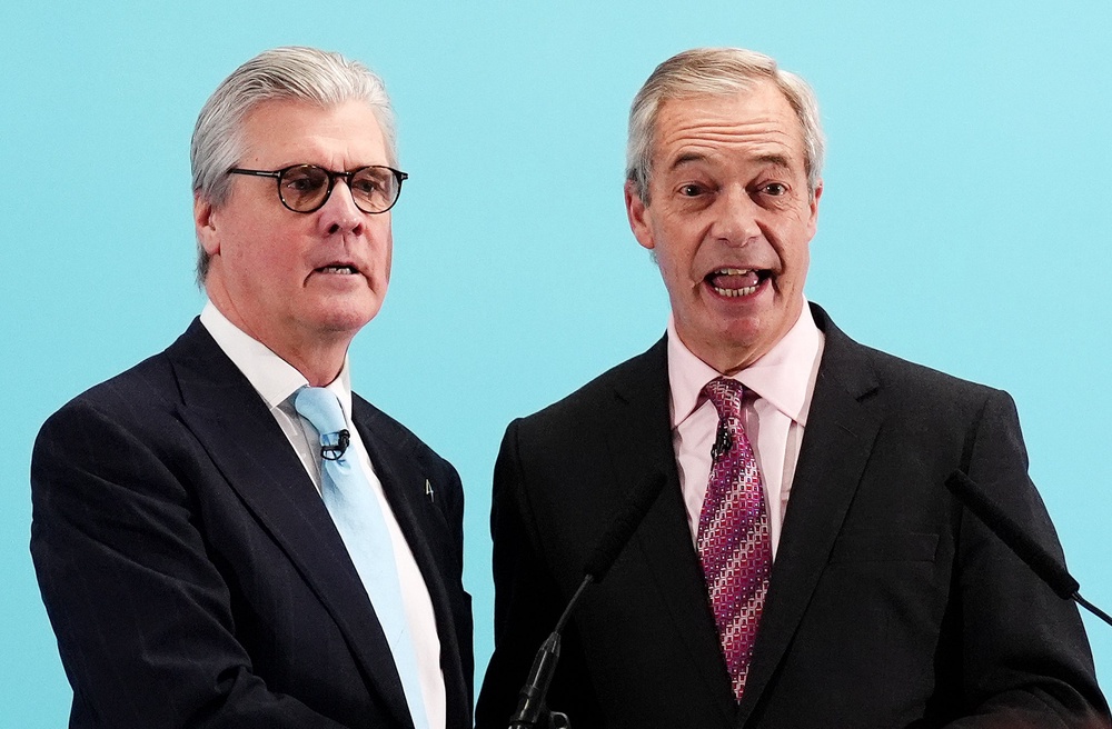Nigel Farage (right) appointed Lord Offord as head of Reform UK in Scotland – but stressed he was the party’s ‘ultimate leader’. (Andrew Milligan/PA)