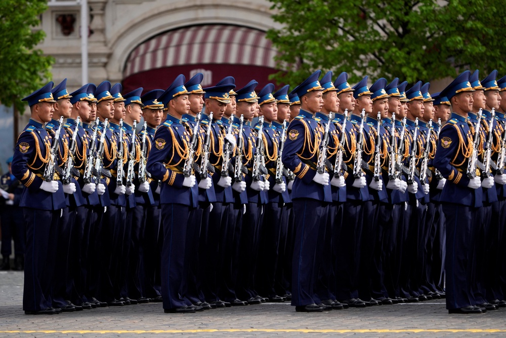 North Korean servicemen stand in formation before the Victory Day military parade in Moscow, Russia (Reuters)