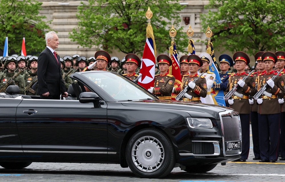 Russia's Defence Minister Andrei Belousov attends a military parade (Reuters)