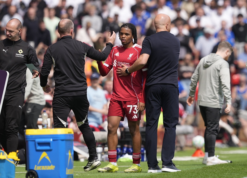 Liverpool fans were not happy with Rio Ngumoha’s substitution (Peter Byrne/PA) (PA Wire)
