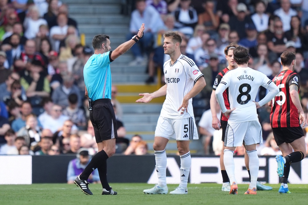 Joachim Andersen was sent off for a horror challenge (PA)
