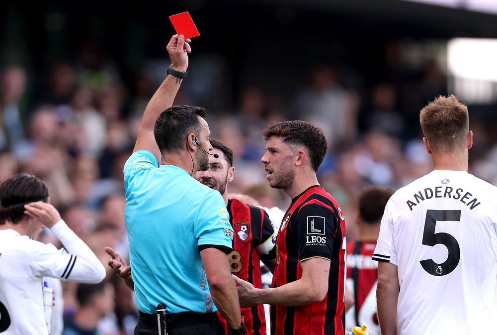 Ryan Christie had seen red for Bournemouth shortly before (Getty)