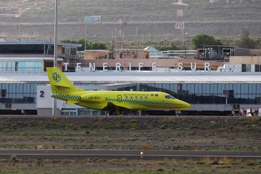 An air ambulance arrives at Tenerife Sud airport (Reuters)
