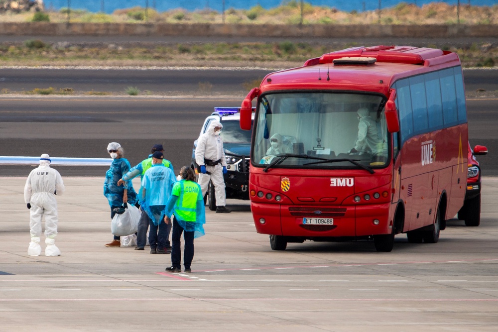 Passengers were taken to the airport in a military bus before boarding a French government plane (AFP/Getty)