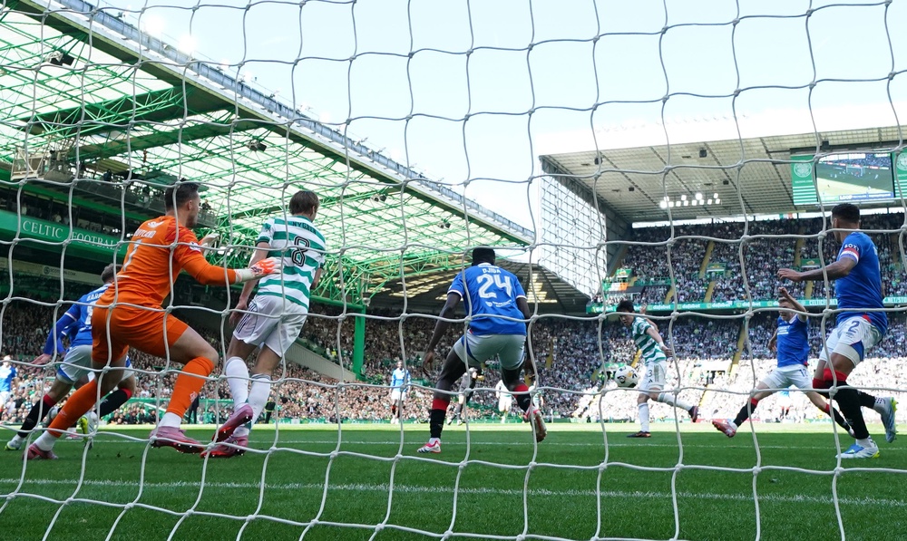 Yang equalised for Celtic after the goal survived a VAR check, with Nygren in an offside position in front of the goalkeeper (PA)