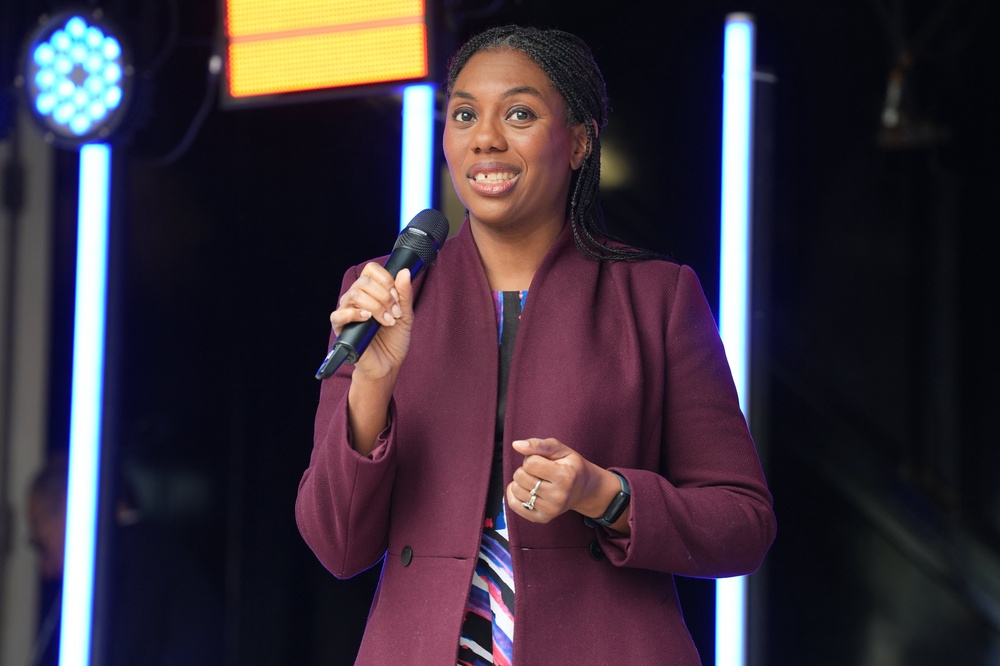 Conservative Party leader Kemi Badenoch speaks to the crowd (Lucy North/PA) (PA Wire)