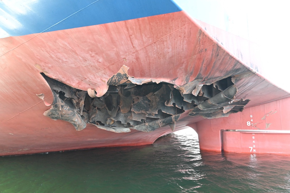 A South Korean cargo ship reported being damaged by an unknown object while traveling through the Strait of Hormuz last week (Reuters)