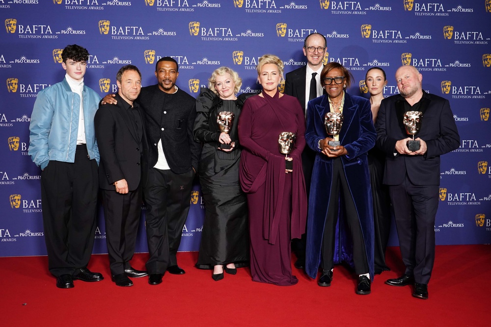 Team teen: the cast and directors of ‘Adolescence’ celebrate winning the Limited Drama award (PA)