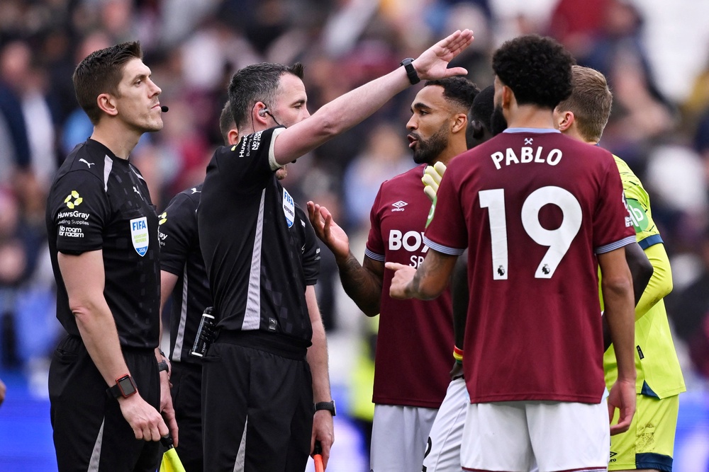 Chris Kavanagh ruled out West Ham's would-be equaliser against Arsenal (Reuters)