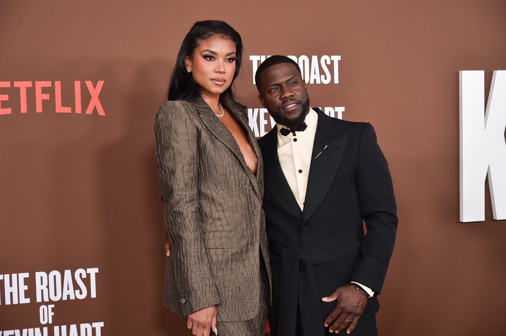 Brady joked about Hart’s 2017 affair while his wife, Eniko Hart (left), was in the audience (AP)