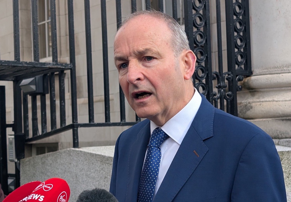Taoiseach Micheal Martin speaking to reporters (Cillian Sherlock/PA) (PA Wire)